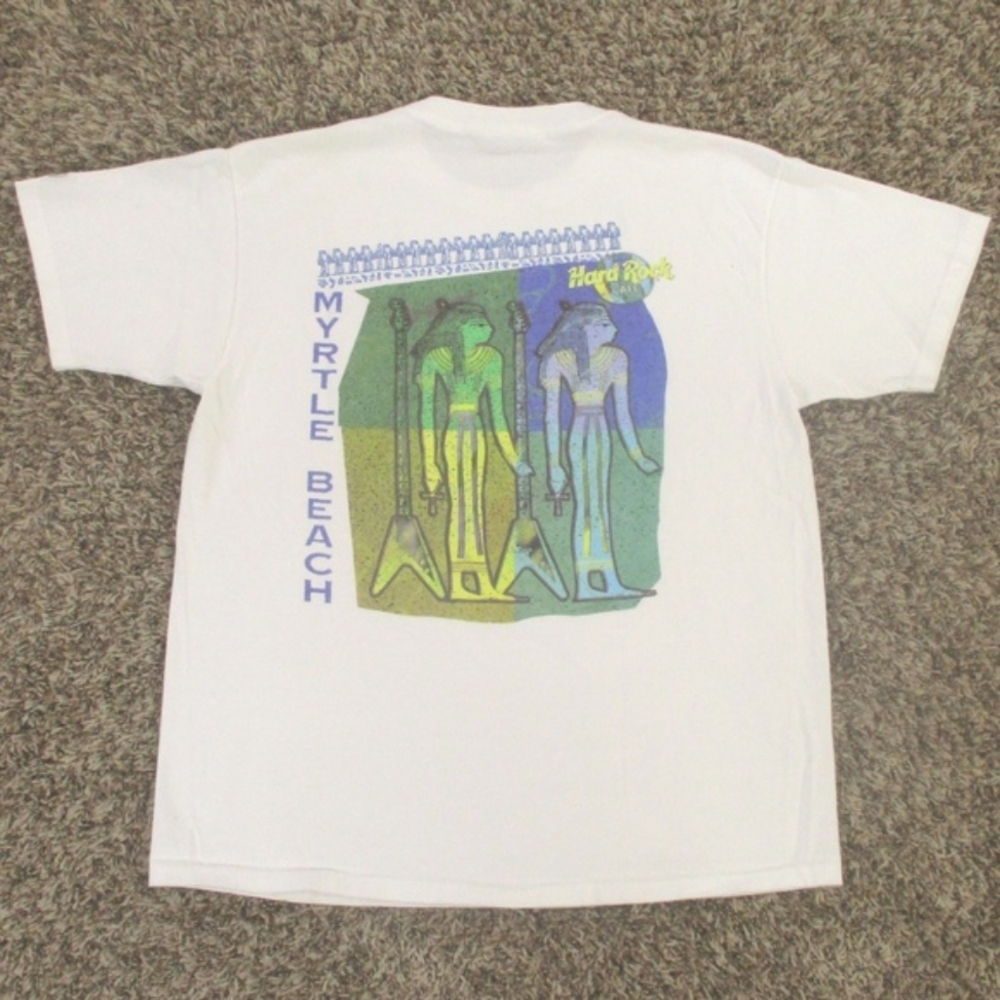 Hard Rock Cafe Myrtle Beach Vintage 90s Shirt Large White Graphic Made In‎ USA